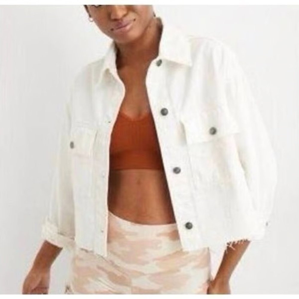 Aerie White Denim Jacket
